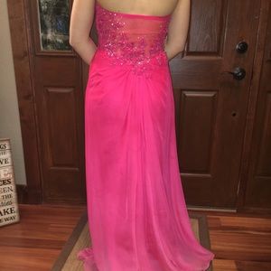 Strapless Pink Flowy Prom Dress!